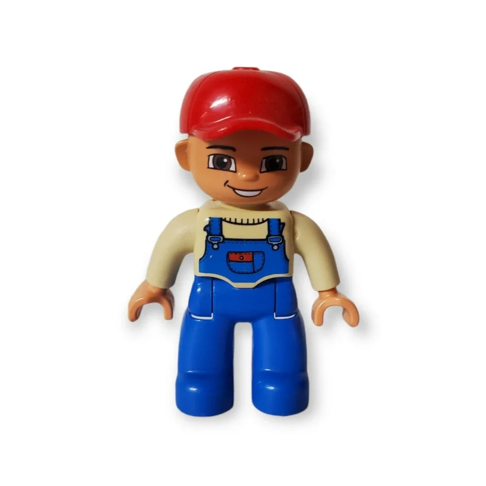 LEGO DUPLO REPLACEMENT CHARACTER PIECE MALE FARMER 5645 RED HAT OVERALLS‎ TOY